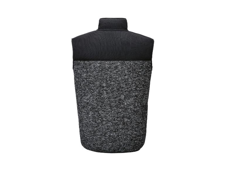 Herrenweste mit schwarzem Kragen und meliertem grau-schwarzem Körper, Rückansicht