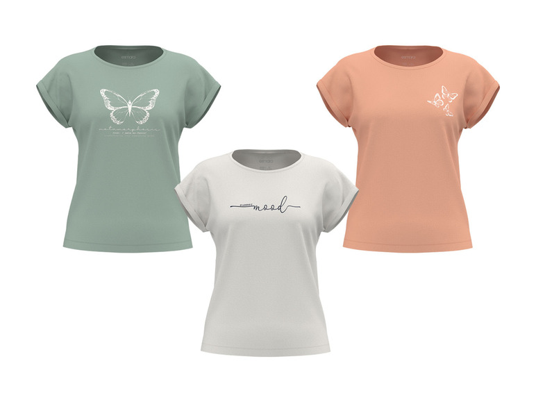 Gehe zu Vollbildansicht: esmara® Damen T-Shirt, mit modischem Print und überschnittenen Schultern - Bild 1