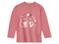 Rosa Langarmshirt mit Katzen- und Fuchs-Print für Mädchen.
