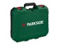 Grüne Parkside Werkzeugbox mit Griff.