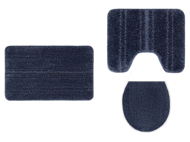 Badezimmer-Teppichset mit Badematte, Toilettenmatte und Toilettensitzmatte.