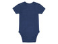 Ein dunkelblauer Strampler mit kurzen Ärmeln.