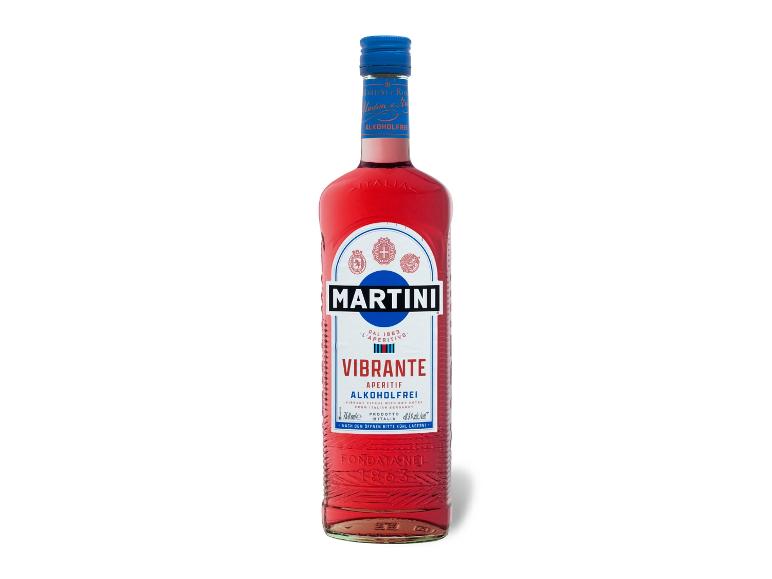 Flasche Martini Vibrante alkoholfreier Aperitif mit Zitrusnoten.
