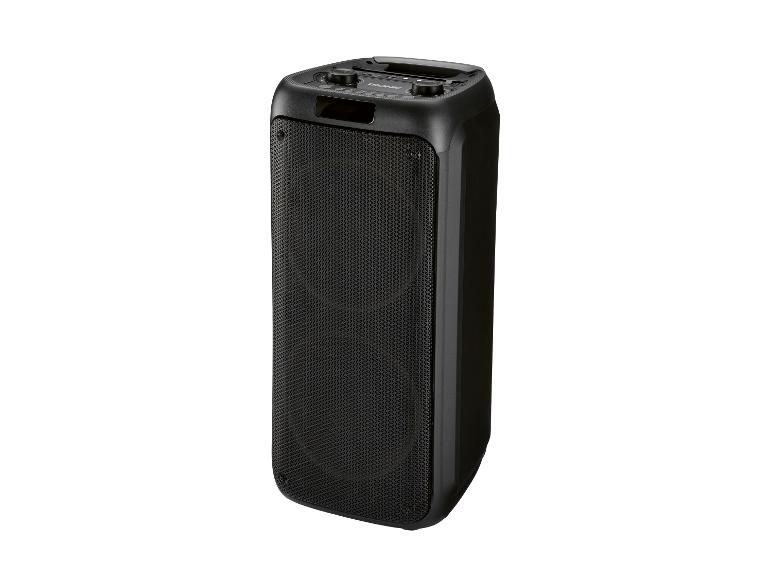 Schwarzer TRONIC Bluetooth-Lautsprecher mit Gitterfront und Bedienfeld.