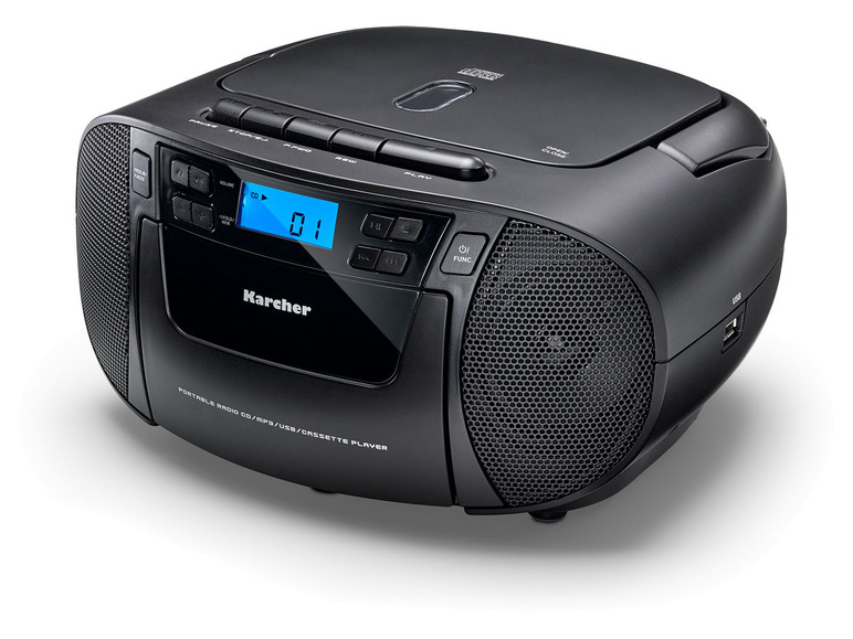Gehe zu Vollbildansicht: Karcher RR 5045 tragbares Radio mit CD-Player, Kassettenplayer, UKW Radio, USB / AUX-In - Bild 2