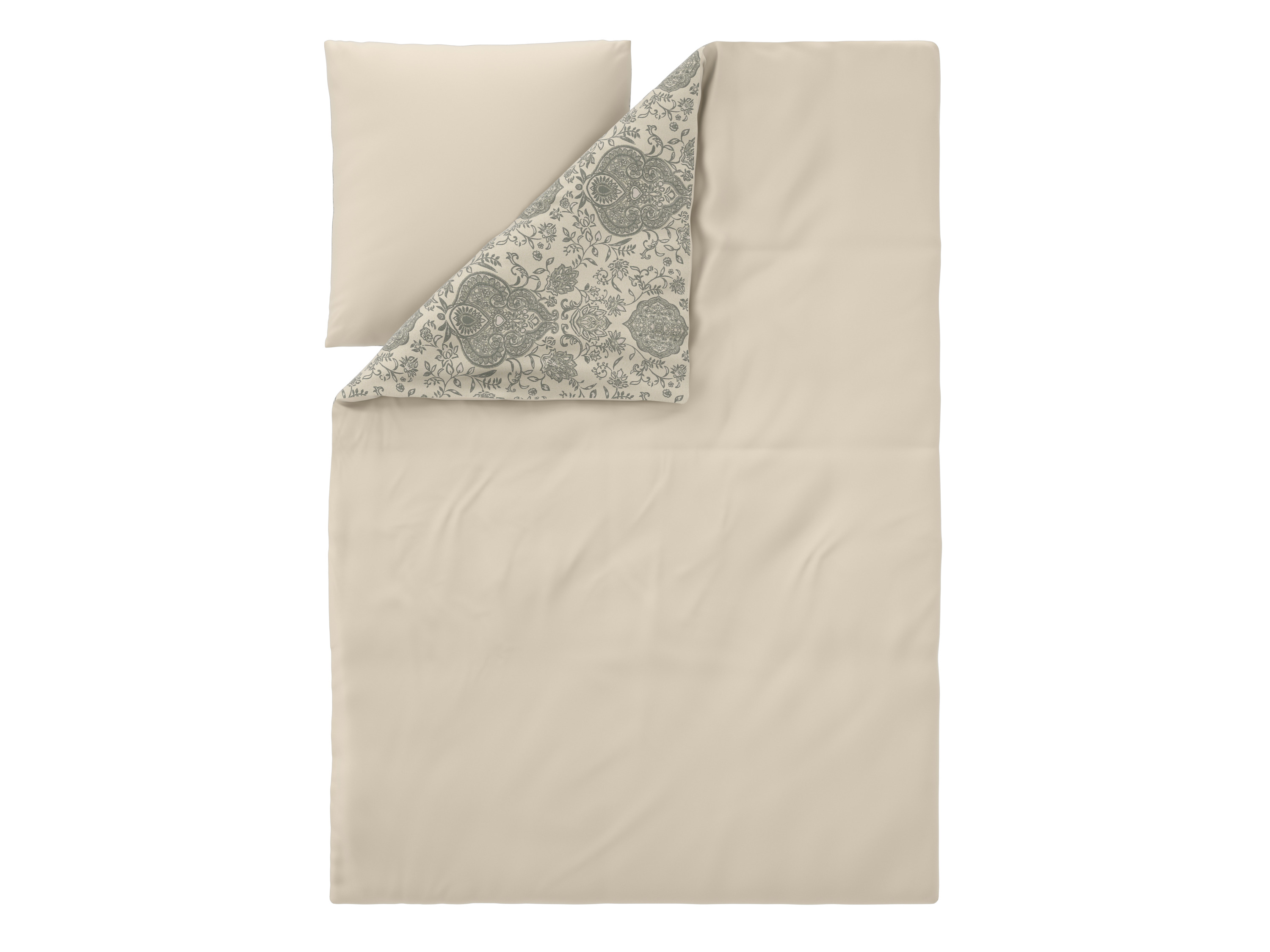 Thumbnail - LIVARNO® Satin-Wendebettwäsche, 155 x 220 cm (creme/grau)