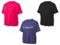 Drei Sport-Shirts, eines mit 'Break the Limits' Aufdruck, eines rosa und eines schwarz.