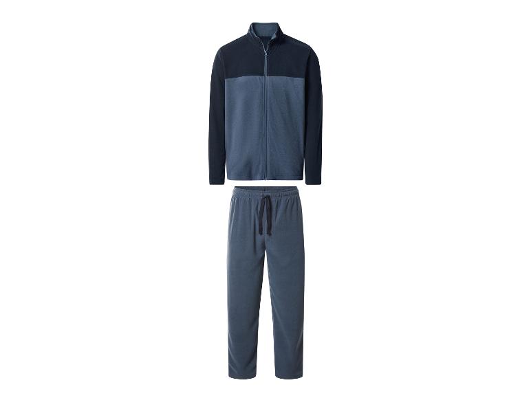 Herren-Zweifarb-Fleece-Trainingsanzug, Reißverschlussjacke und Kordelzughose