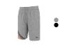 Graue Trainingsshorts mit schwarzen, roten und gelben Streifendetails