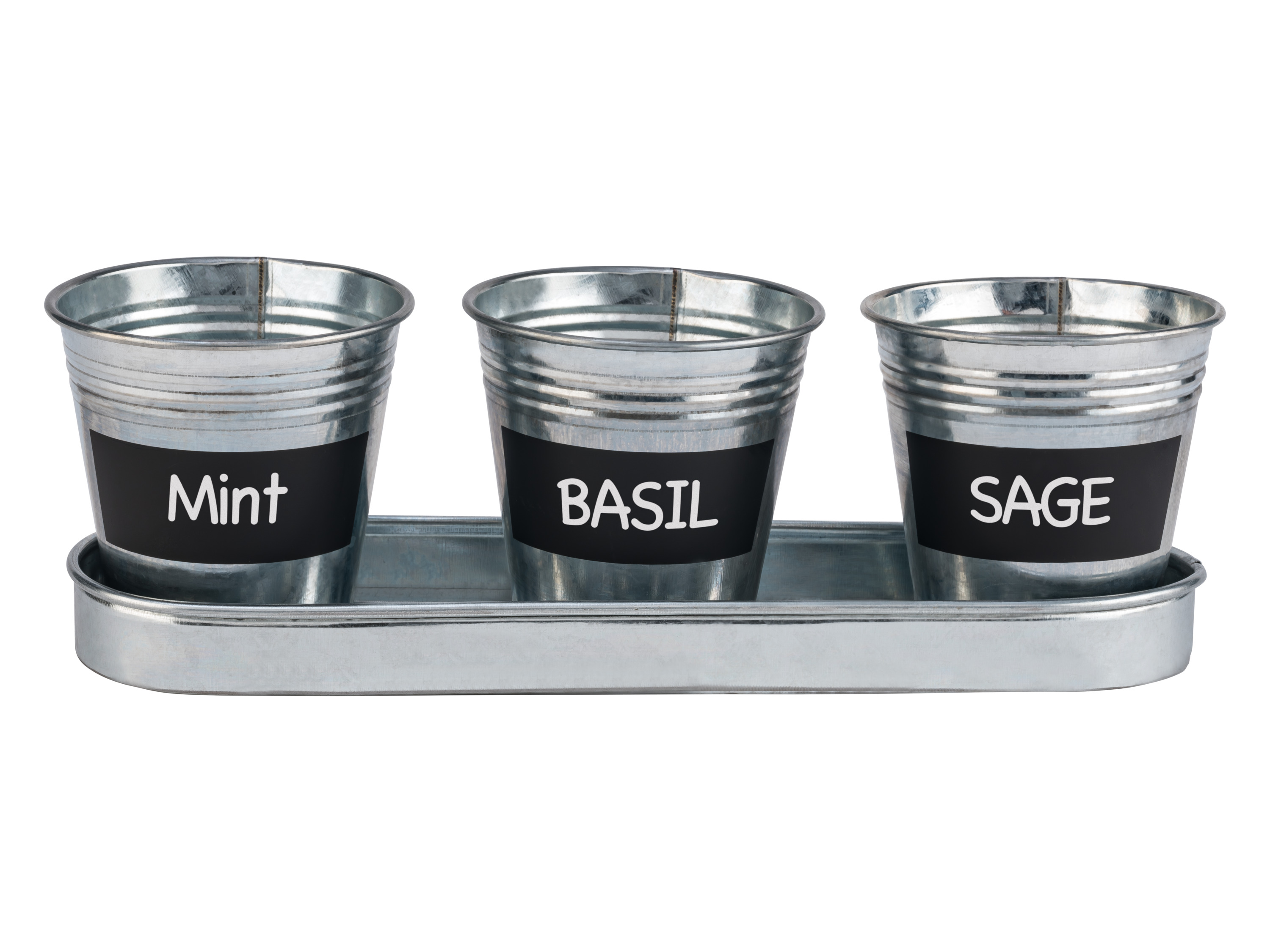 Thumbnail - PARKSIDE® Kräutertopf mit Untersetzer und Kreidetafel Metall 4er (galvanisiert)