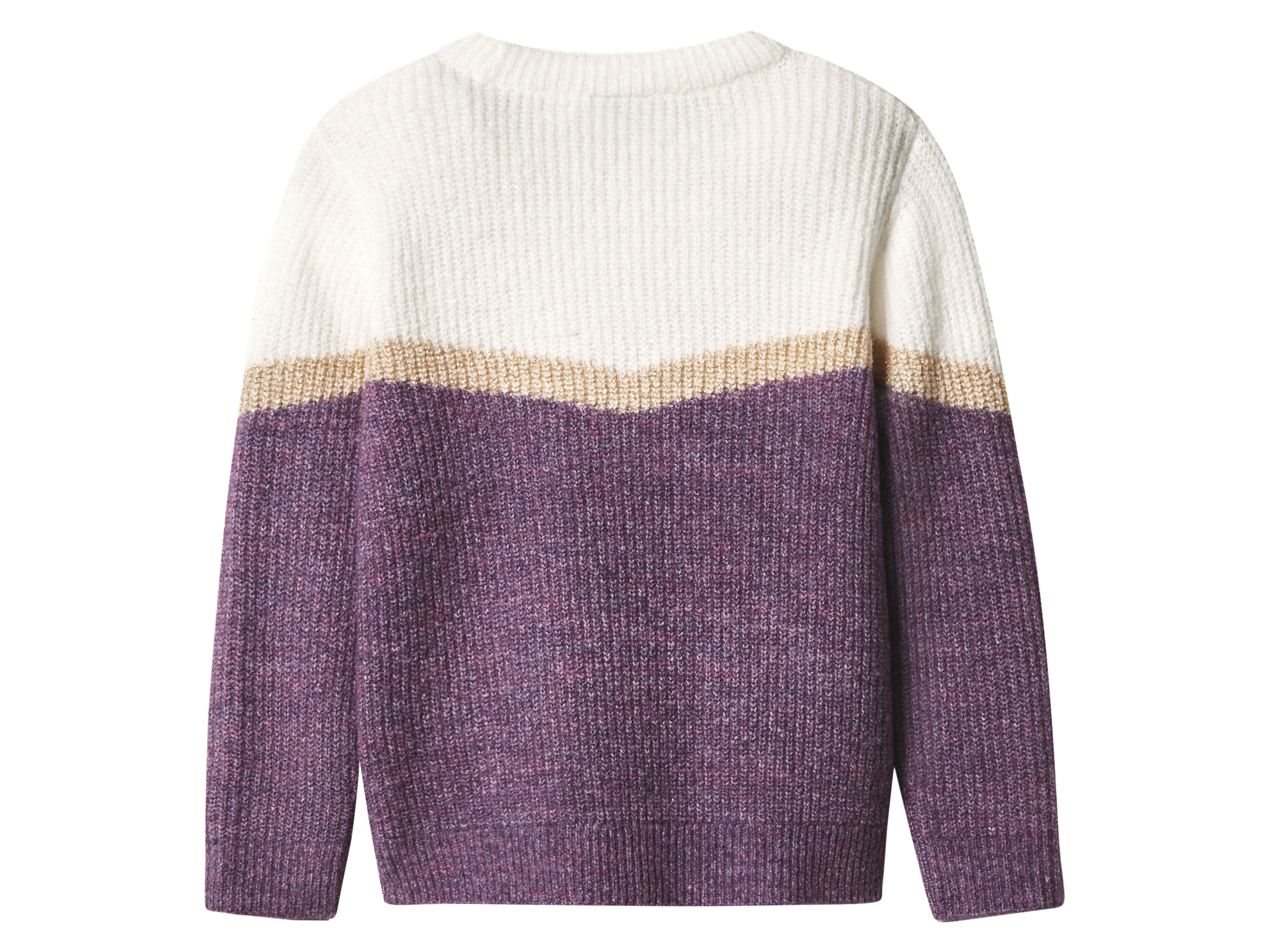 Thumbnail - lupilu® Kinder-Grobstrickpullover (lila/weiß, 122/128)