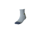 Einzelner hellblauer Socken mit grünem Schildkrötenmotiv und dunkelblauer Spitze.