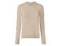 Beiger Langarmpullover mit Rundhalsausschnitt.
