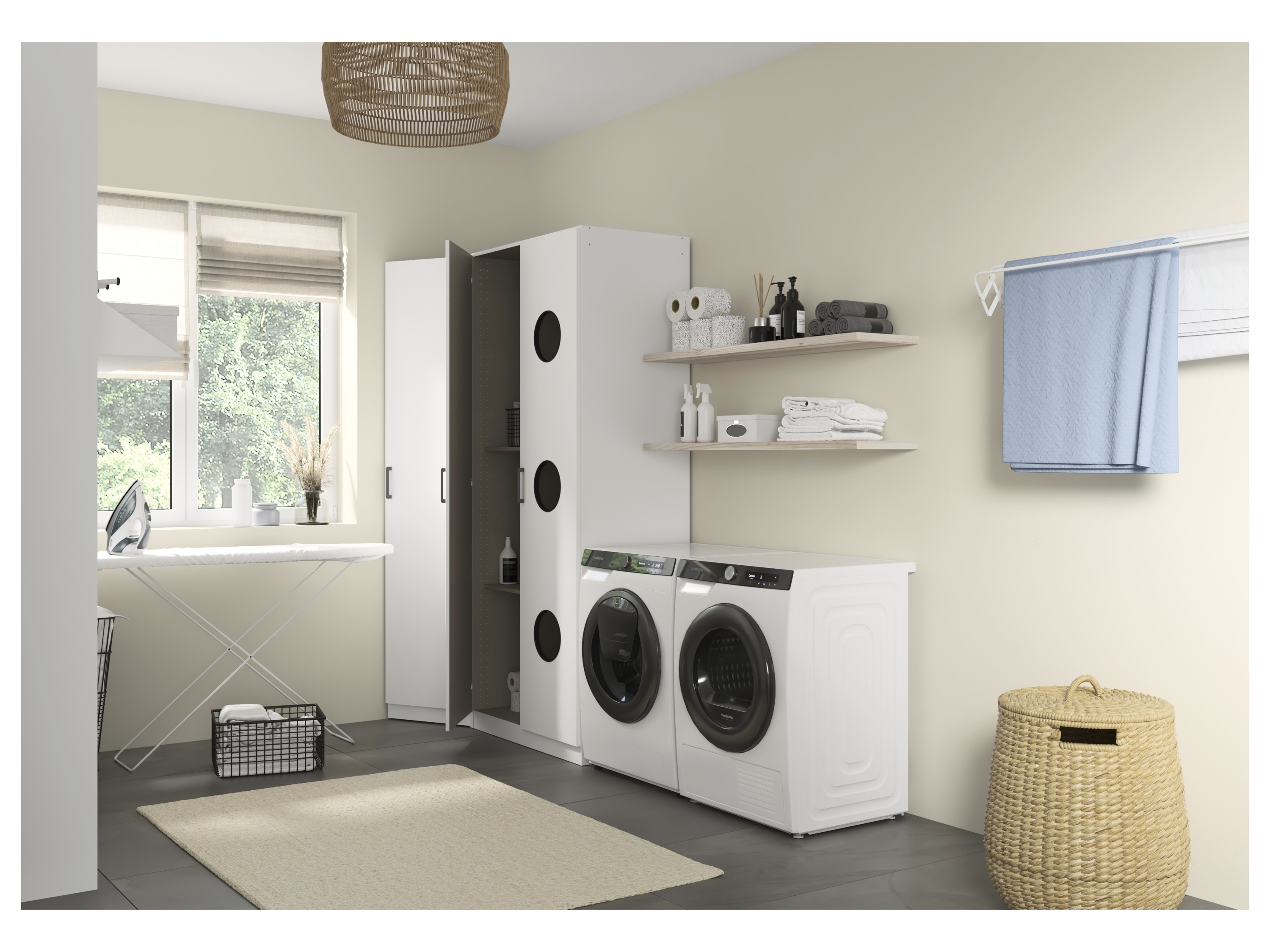 Thumbnail - rauch BLUE Allrounder, Grundelement Wäscheschrank 2trg (+ Ausgleichstüre, Alpinweiß)