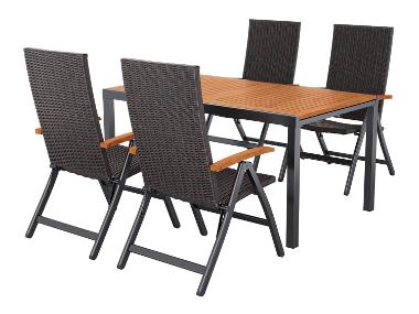 LIVARNO® Geflecht-Set »Valencia«, 5-teilig - Ausziehtisch & 4 Klappsessel