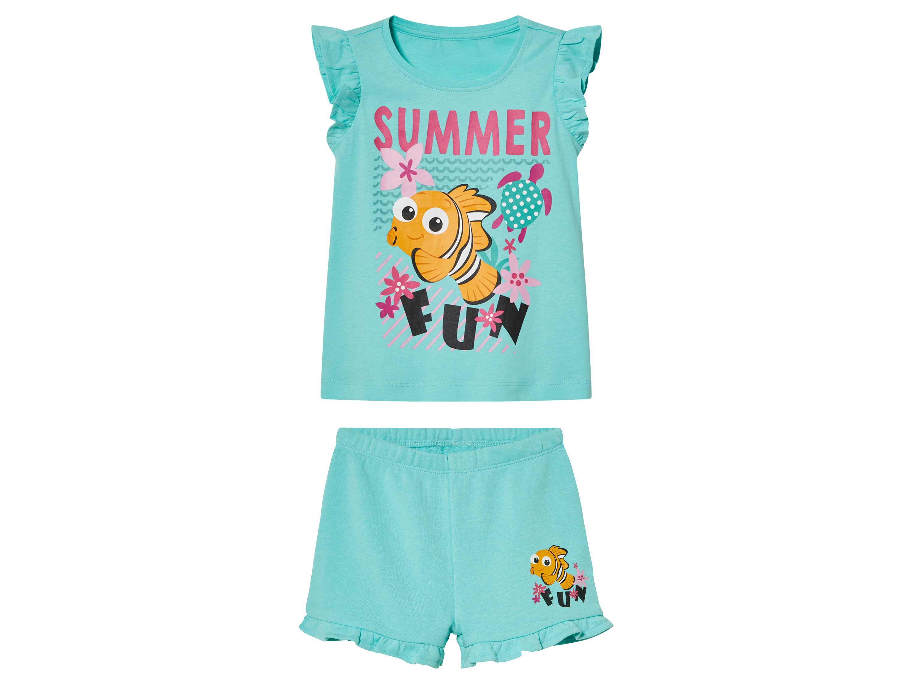 Kleinkinder Mädchen Set, 2-teilig (Nemo, 122/128)““ | Shirt mit Rundhalsausschnitt, Shorts mit Gummizugbund