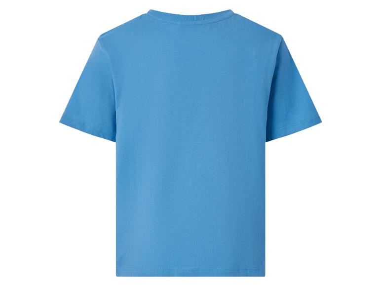Himmelblaues Basic-T-Shirt mit kurzen Ärmeln, Rückansicht