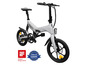 Ein silbernes Sachs E-Bike, klappbar, mit Scheibenbremsen.