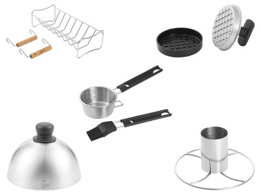 GRILLMEISTER Hähnchengriller / Spareribshalter / Burgerformer / Marinadenset / Burgerglocke