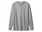 Graues Langarm-T-Shirt mit Rundhalsausschnitt und Ziernähten.