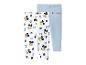 Zwei Baby-Leggings: eine weiße mit Mickey-Mouse-Gesichtern und blauen Punkten, eine hellblaue mit „Mickey“-Schriftzug.