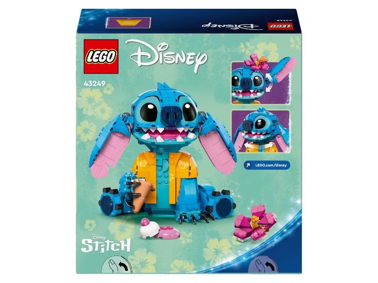 LEGO Disney Stitch Box mit dem zusammengebauten Stitch-Modell und Details.