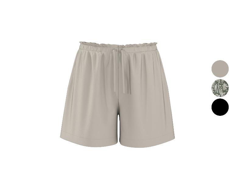 Beige Shorts mit gerafftem Bund und Kordelzug, erhältlich in Uni, gemustert und Schwarz.