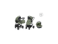 3-in-1 Kinderwagen mit Babywanne, Sportsitz und Autositz in Olivgrün.