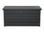 Dunkelgraue Metall-Gartenbox mit Schloss