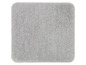 Eine graue Badezimmermatte mit weicher, plüschiger Textur.