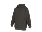 Dunkelgrauer Hoodie mit Vordertasche und Kordelzug, auf weißem Hintergrund präsentiert.