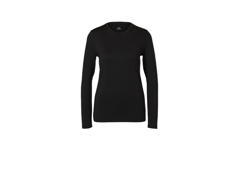 Schwarzes Langarm-Sportshirt für Damen