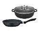 GSW Pfannen-Set Gourmet GRANIT 3-tlg. mit Topf und Pfanne in Schwarz mit Granit-Optik