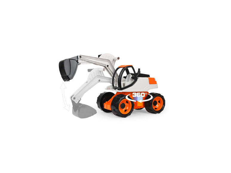 LENA GIGA TRUCKS Pro Spielzeugbagger mit um 360 Grad drehbarer Kabine und beweglichem Arm.