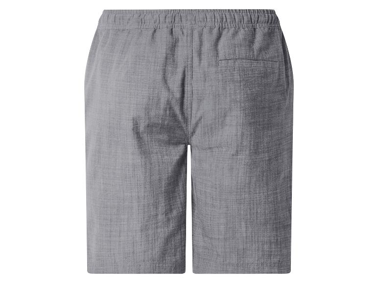 Graue Shorts mit elastischem Bund und Gesäßtasche, Rückansicht