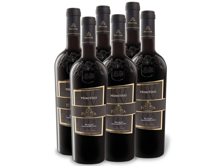 Gehe zu Vollbildansicht: 6 x 0,75-l-Flasche Weinpaket Peuceta Primitivo Puglia IGP trocken, Rotwein - Bild 1