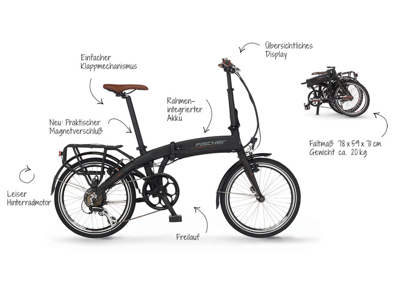 E-Bike, Modell Klapprad 2022 Zoll FISCHER »FR 18«, 20