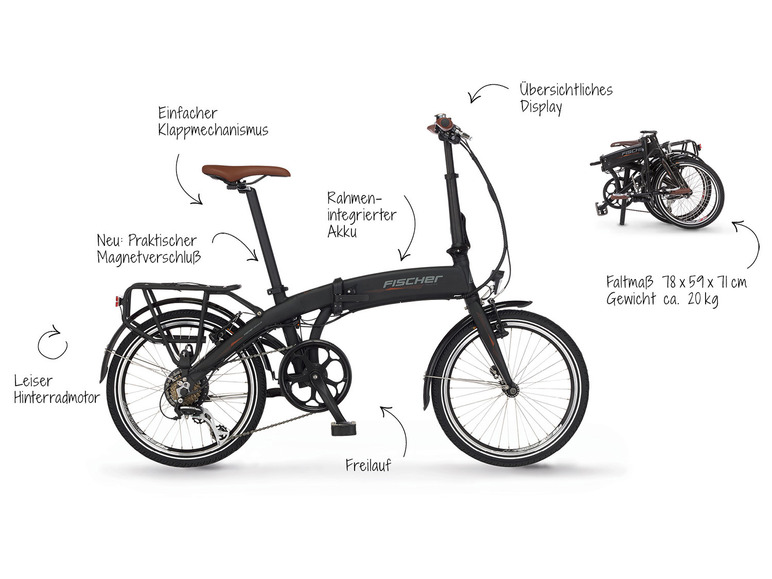 2022 Klapprad E-Bike, 18«, Modell »FR 20 FISCHER Zoll