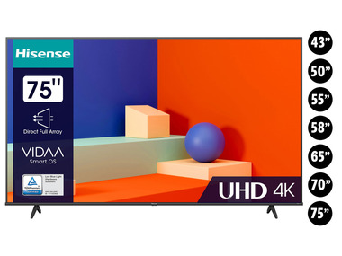 Hisense Fernseher »A6K« 4K UHD, Smart TV, HDR, Dolby Vision, Triple Tuner DVB-C/S/S2/T/T2, WiFi, Bluetooth, Alexa Built-In, Hotel Mode
