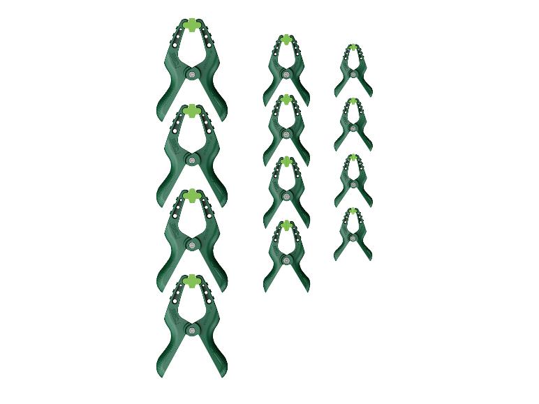 Parkside-Zwingen in verschiedenen Größen, vertikal und horizontal angeordnet.