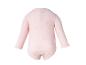 Rosa Langarm-Babybody mit Schleifenmuster, Rückansicht.