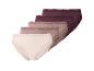 Set aus fünf Damenunterhosen in Beige- und Brauntönen mit Spitzenbesatz.