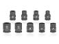 Set aus neun Schlagschraubernüssen in Größen von 10 mm bis 22 mm.