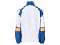 Weiß-blaues Sportjack mit farbigen Details.