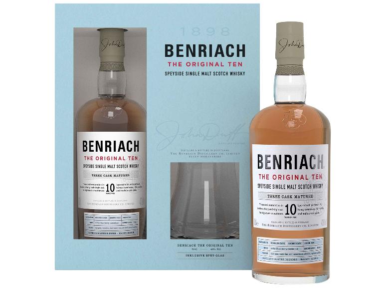 Benriach The Original Ten Speyside Single Malt Whisky mit Glas in Geschenkbox.