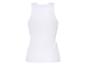 Ein weißes, geripptes Tanktop.