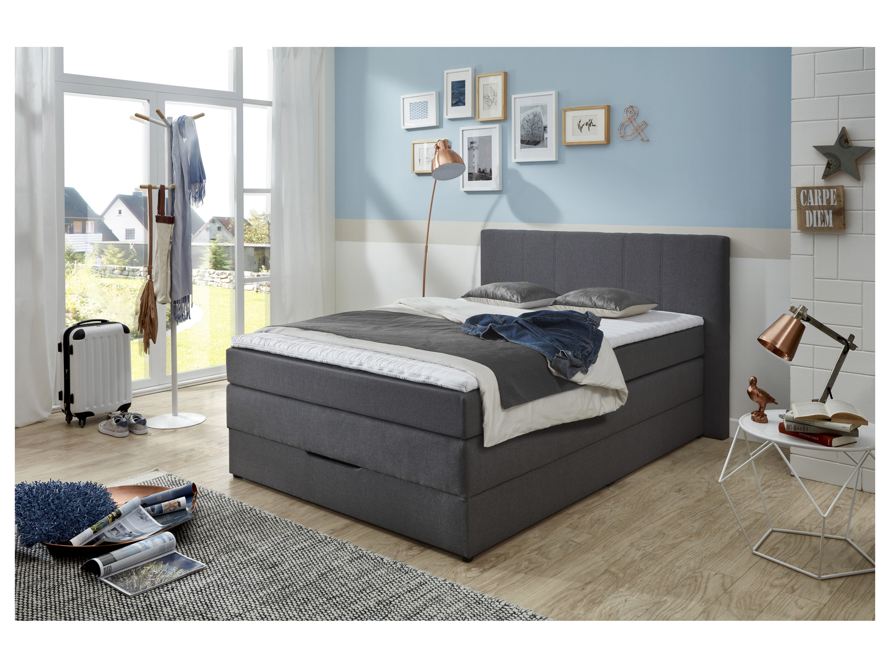 Thumbnail - SUN GARDEN Boxspringbett Broome (Anthrazit)""