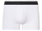 Weiße Boxershorts mit schwarzem Bund.