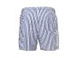 Gestreifte Badeshorts für Herren mit Tasche, blau und weiß.
