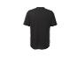Schwarzes Kurzarm-T-Shirt mit Rundhalsausschnitt, Rückansicht.